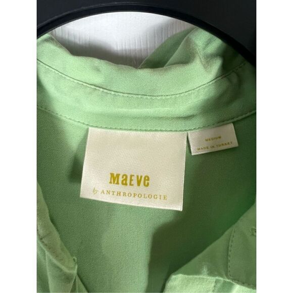 Maeve Womens Green Button Up Blouse Size M - Picture 2 of 4